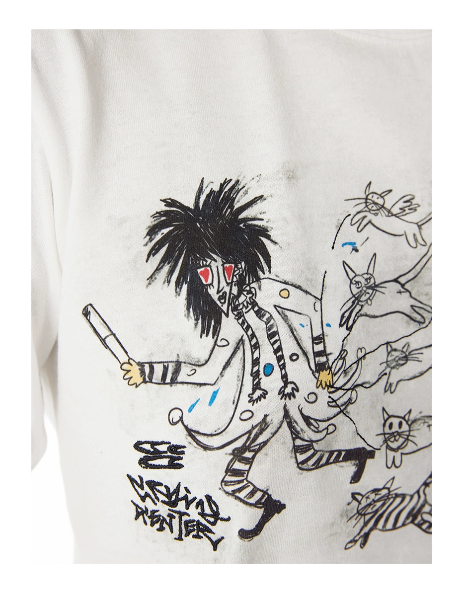 CryingCenter Kitten Relay Hand Painted Front Shoulder Slim Long Sleeve