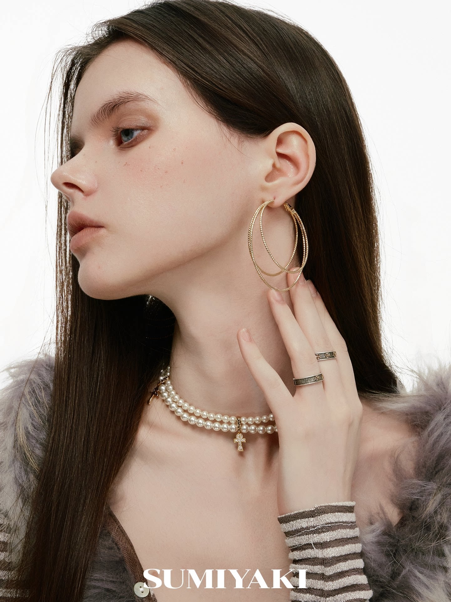 SUMIYAKI Three-layer Premium Plain Ring Earrings