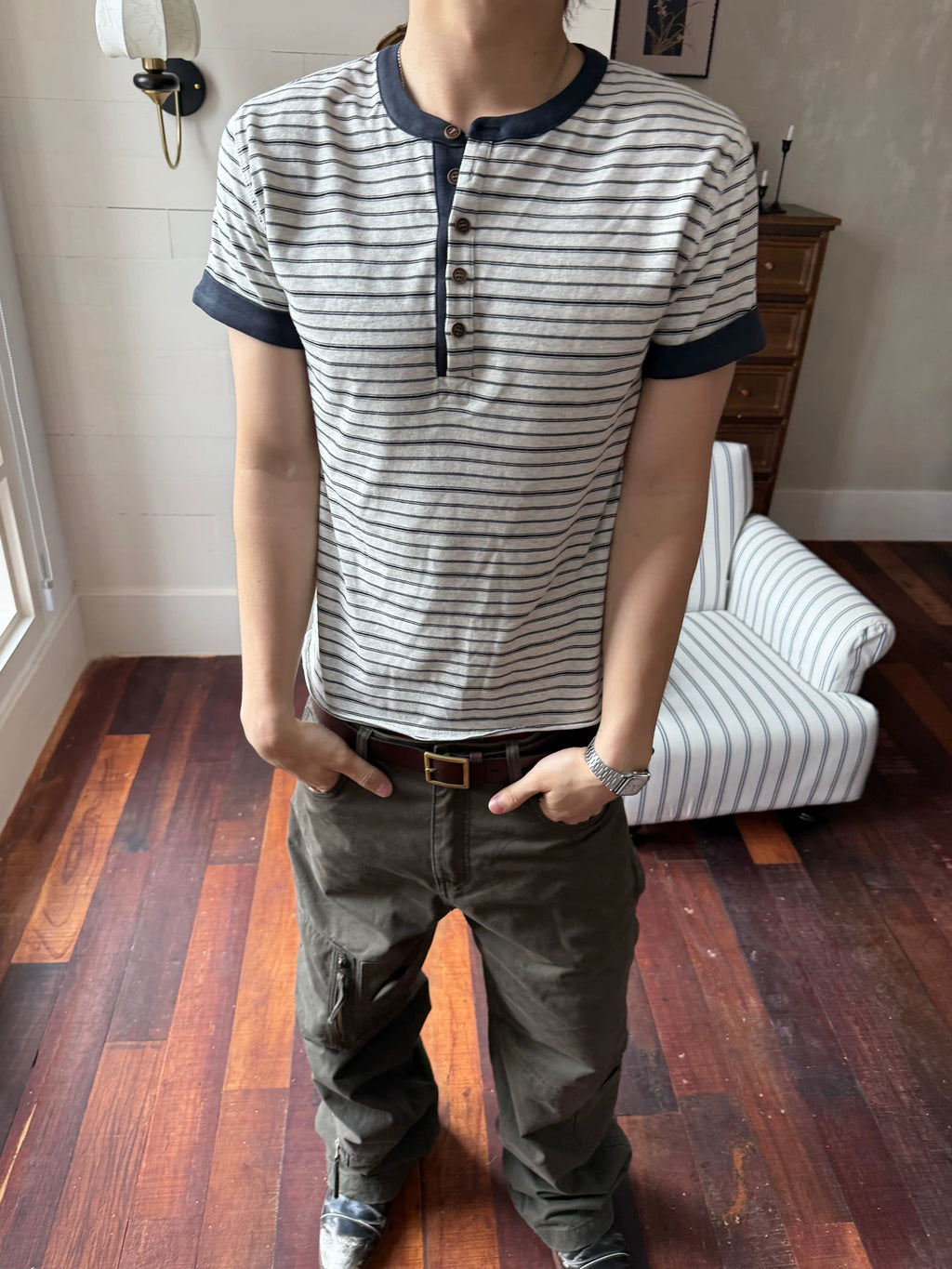 TREclub Vintage Contrast Striped Versatile Tee