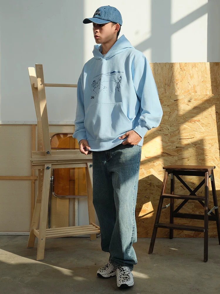 Battles Comic Embroidered Hooded Sweater