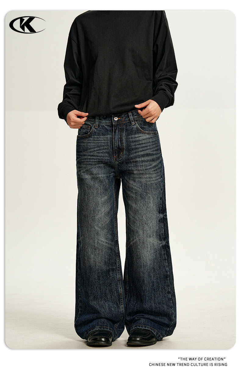 11KN Retro Loose Straight Versatile Jeans