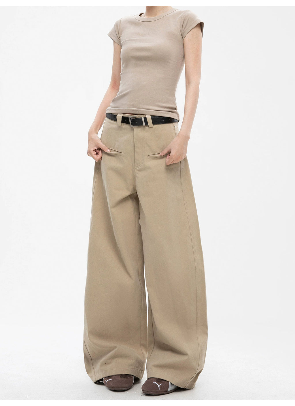 ICH MODE Loose Bf Straight-leg Pants High Waist Wide Leg Trousers