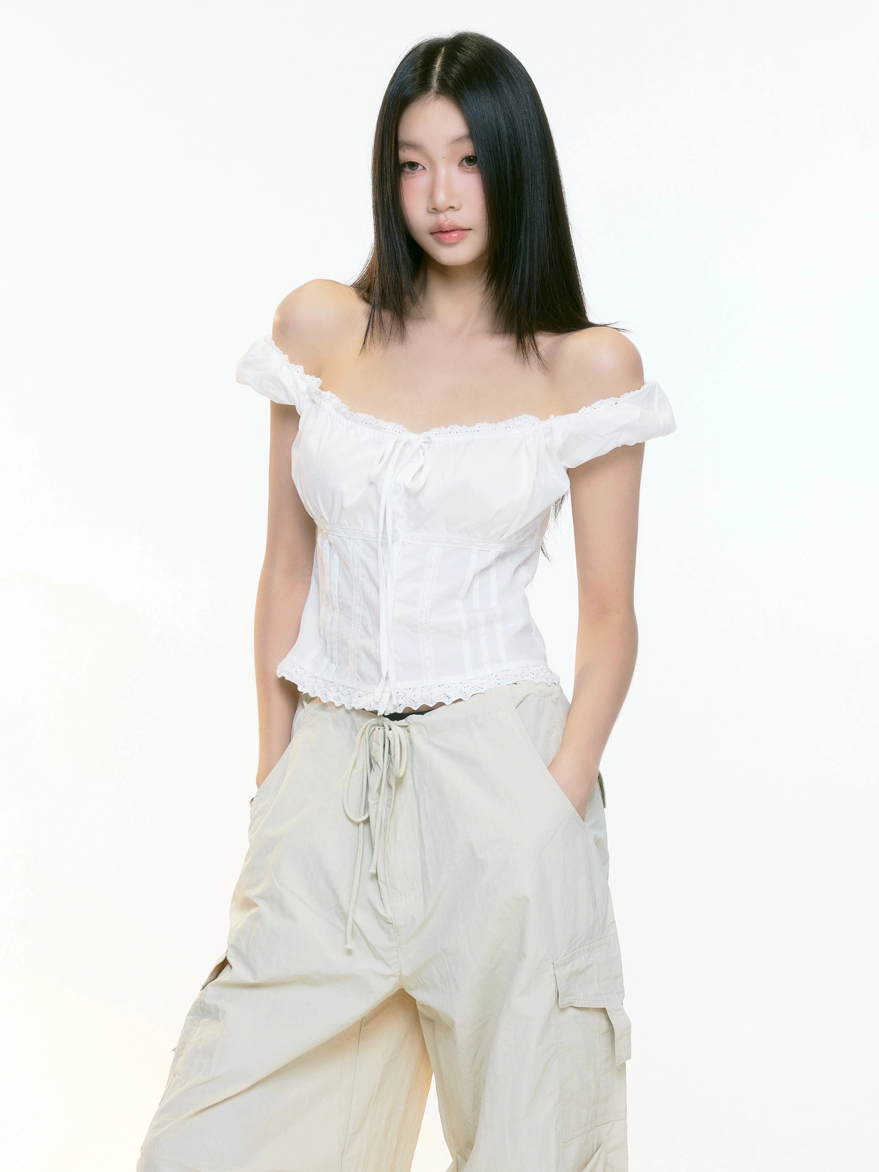 WITHMIN Sexy Shoulder Waist Pure Lust Tee