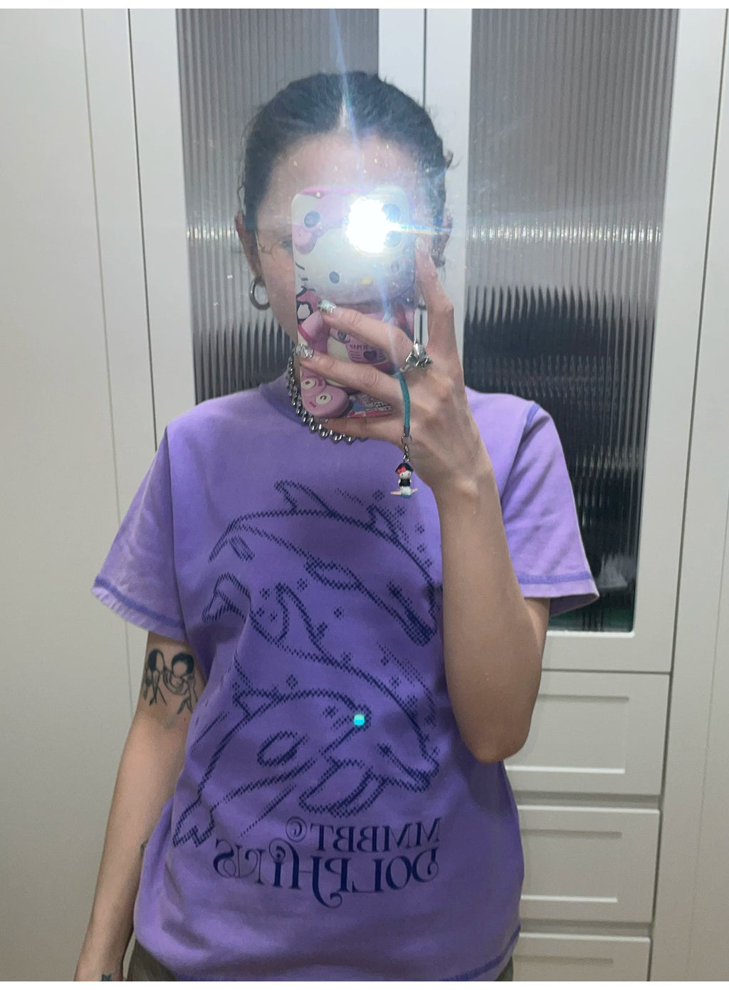 MMBBT Cartoon Dolphin Print Round Neck Tee