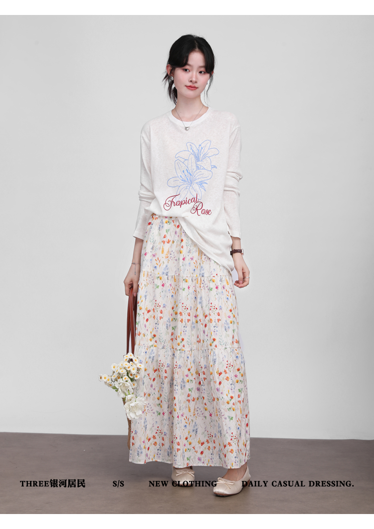 Three High Waist Thin Floral Skirts