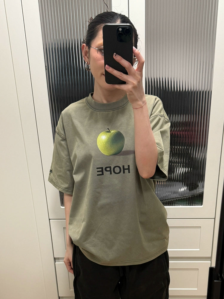 MMBBT Green Apple Print Front Shoulder Short Tee
