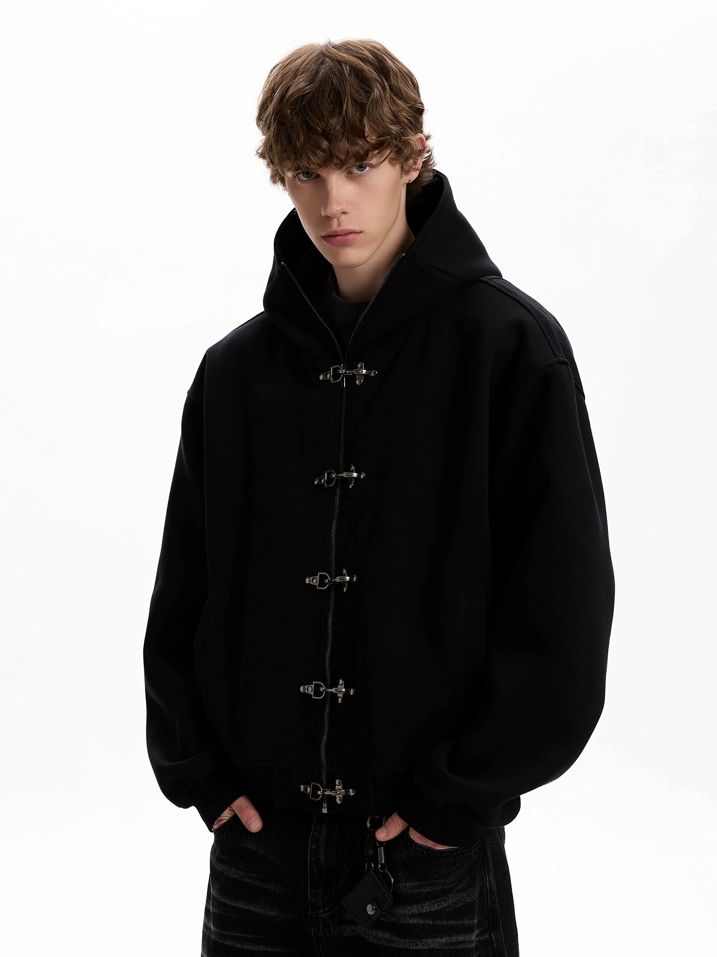 A PUEE Vintage Plane Buckle Zipper Short Jacket