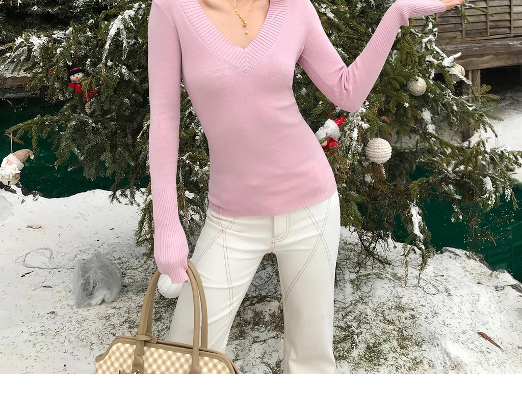 Audwyn Wool-blend V-neck Slim-knit Sweater