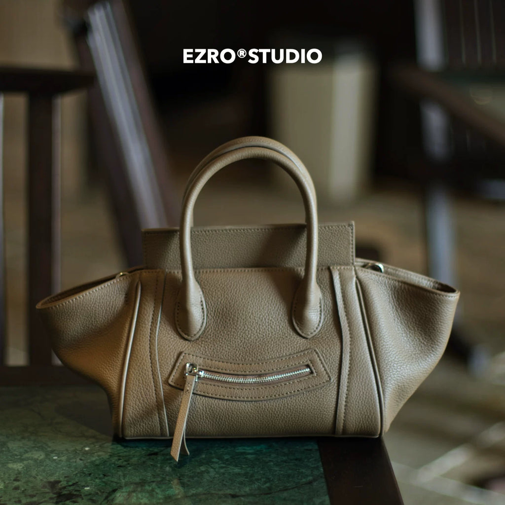 EZRO First Layer Cowhide Portable Messenger Bag