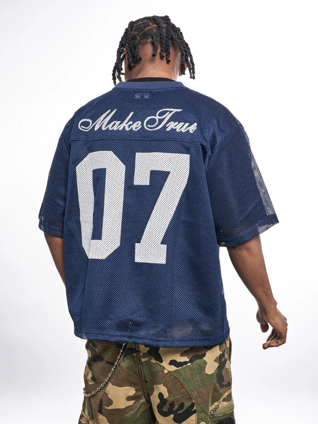 MT99 Hollow Letter Loose Mesh Printed Tee
