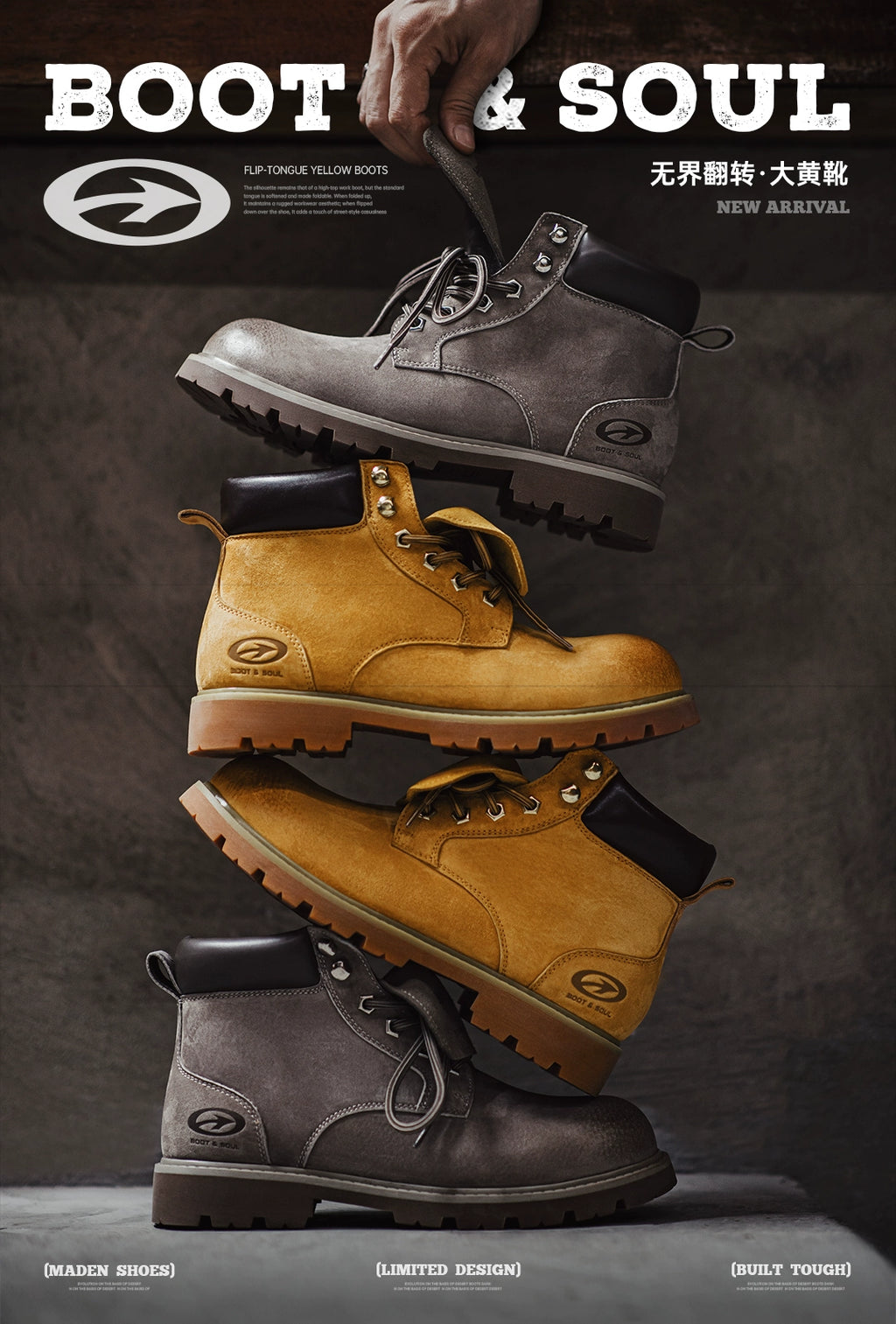 Maden Flip Medium Help Leather Vintage Tooling Martin Boots