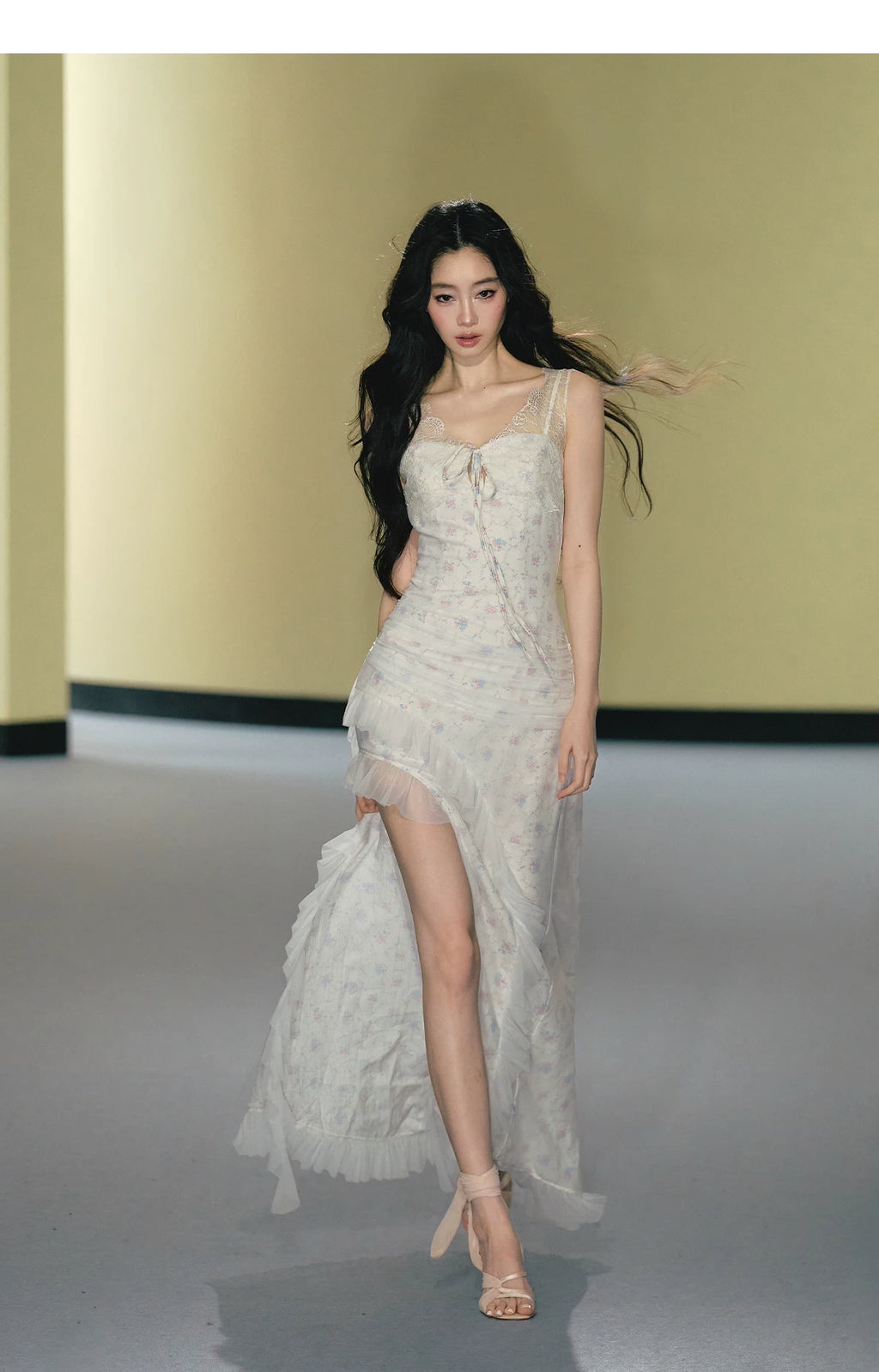 AGAM Floral Mesh Suspender Dress