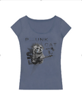 PAIKI Kitten Print Slim Large Collar Tee