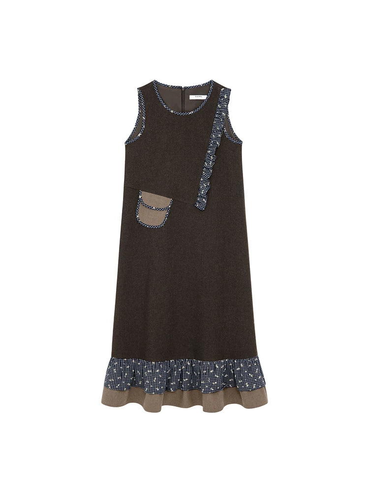 Kano Floral Checked Lace Pouch Vest Skirt