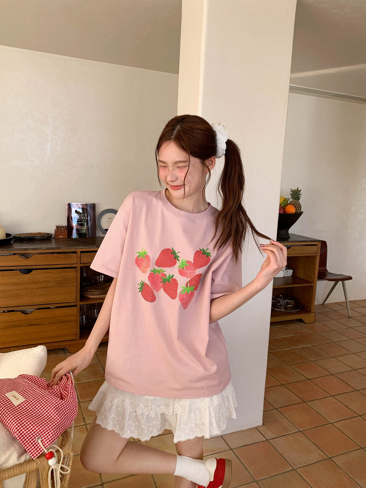KANO Fresh Strawberry Digital Printing Casual Tee