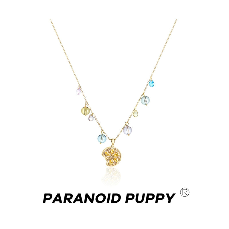 ParanoidP Lemon Crystal Beaded Multi-Layered Necklace