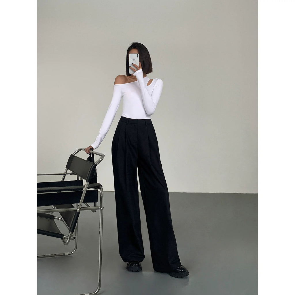 Ousph High Waist Loose Versatile Mopping Casual Pants