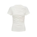 Oinimi Fold Front Shoulder Waist Thin Tee
