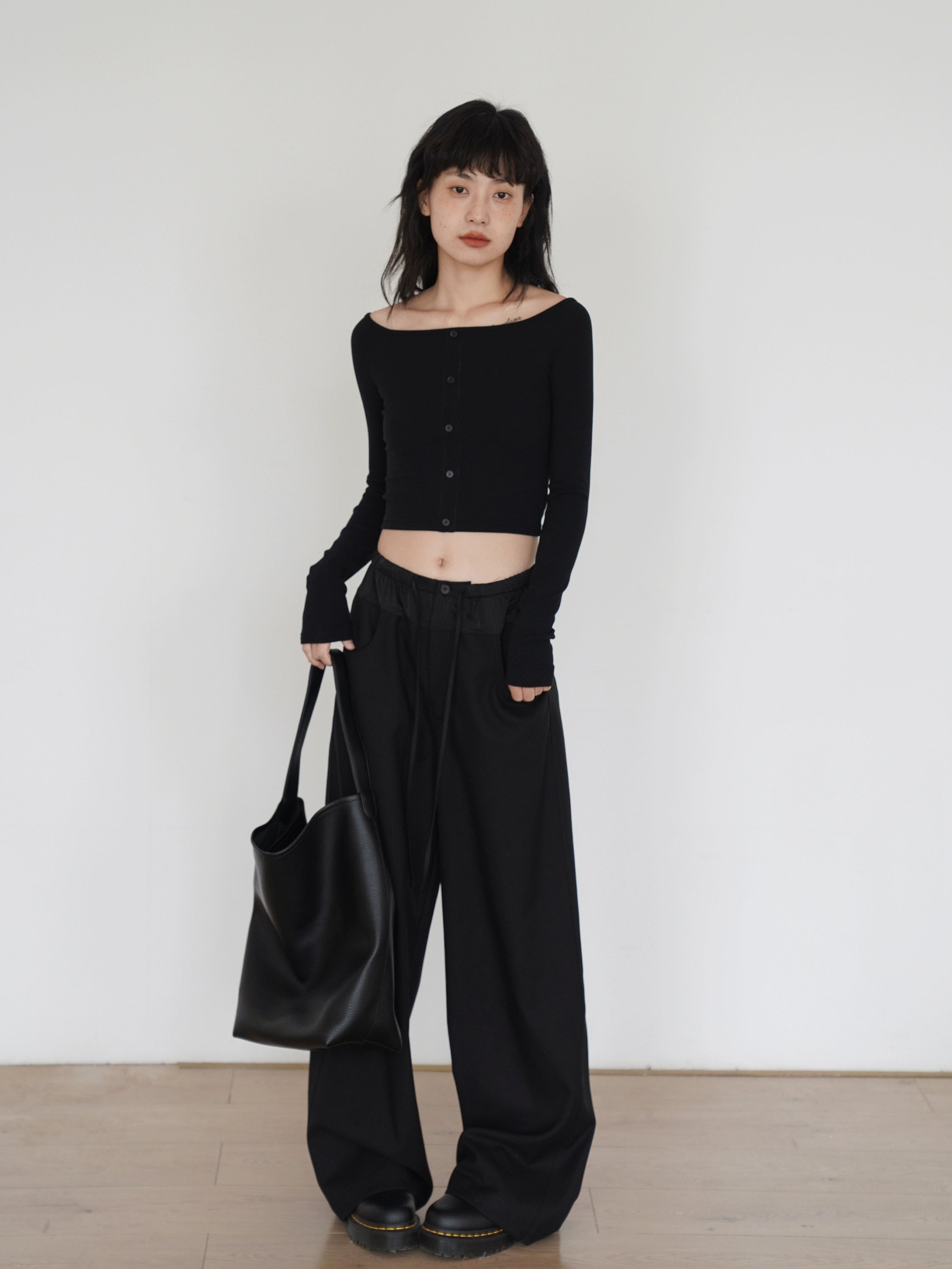 EM  Color Match Wide Leg Straight Pants