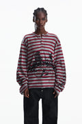 PEOPLESENSE Striped Knitted Ink Splashing Long Sleeves