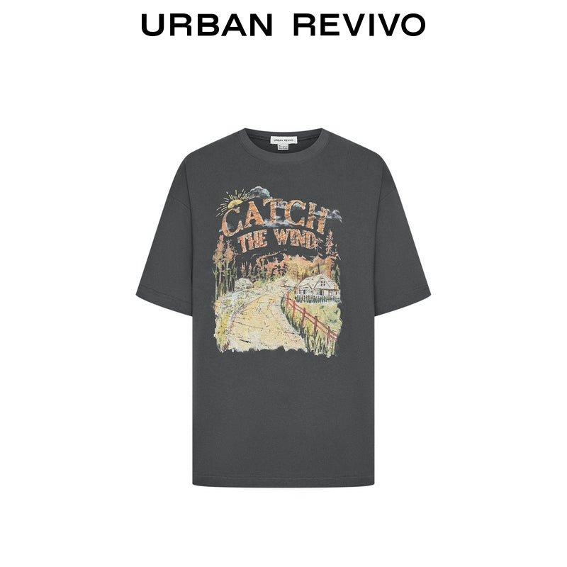 URBAN REVIVO Luli Retro Printed Crew Neck Tee