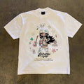 UPUPXIA Cartoon Print Crew Neck Loose Tee