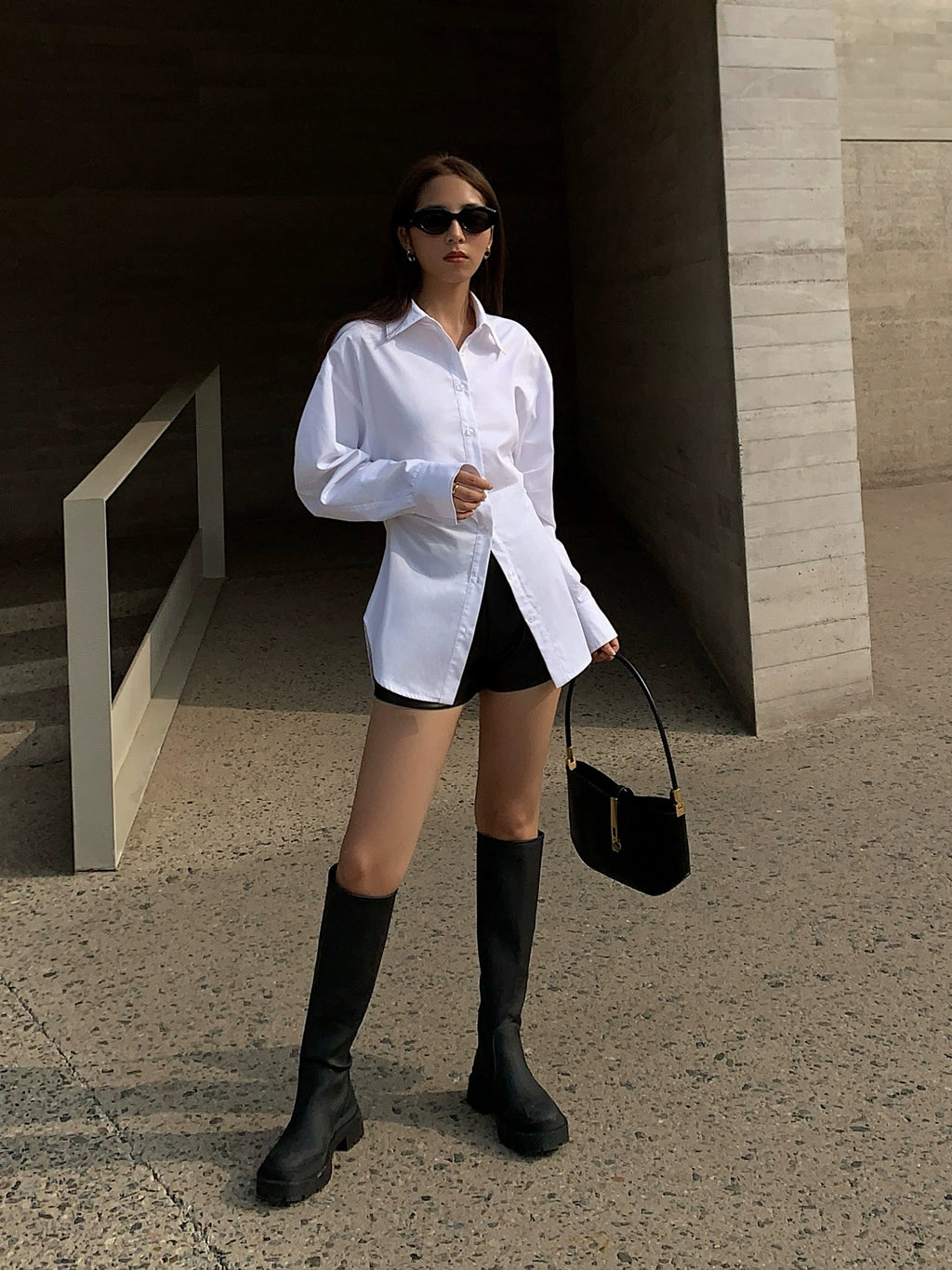 NEVA HU Waist Slim-fitting Long-sleeved Shirt