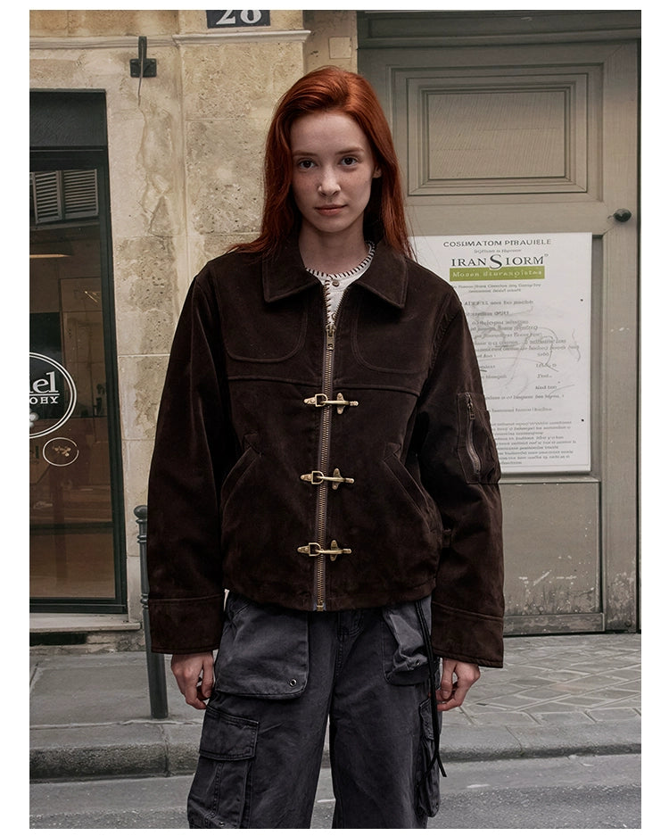 MADWITCH imitation suede short jacket women's edition