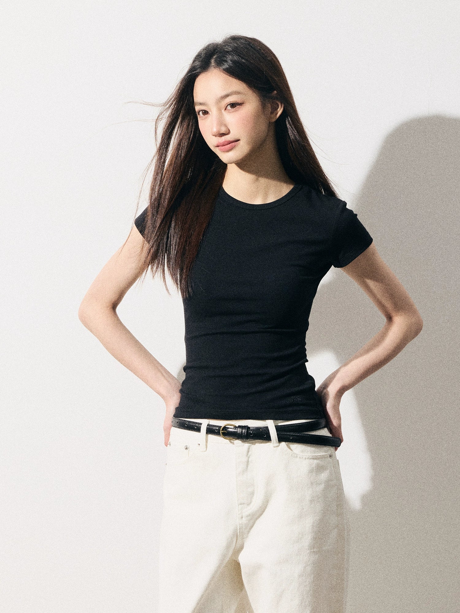 RPB BRAND Simple Fashion Front Shoulder Slim Waist Tee