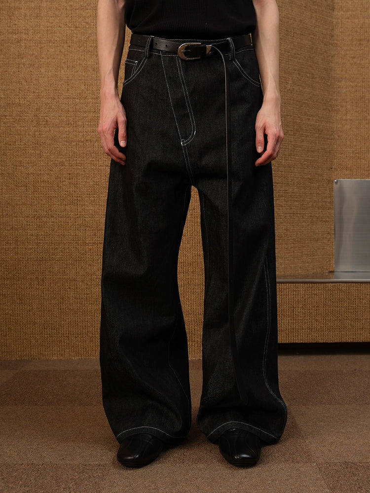 JCAESAR DENIMS Slant Placket Slightly Pulled Scimitar Jeans