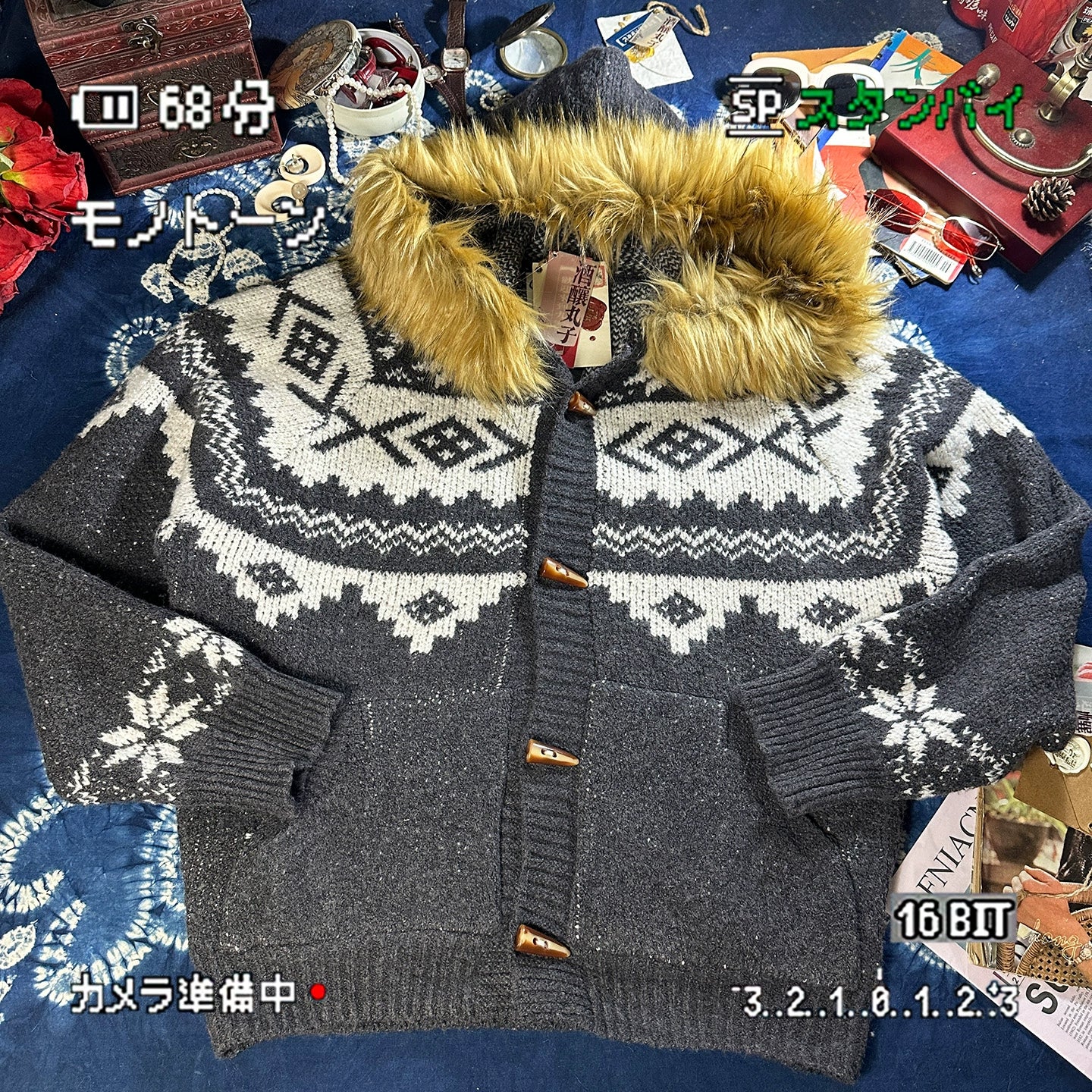 ALOHA Vintage Fur Collar Corner Button Jacket