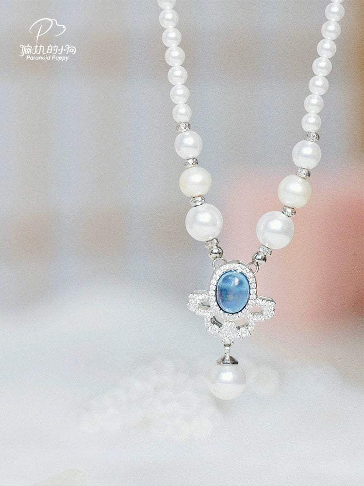 ParanoidP Snowflake Aquamarine Pearl Necklace