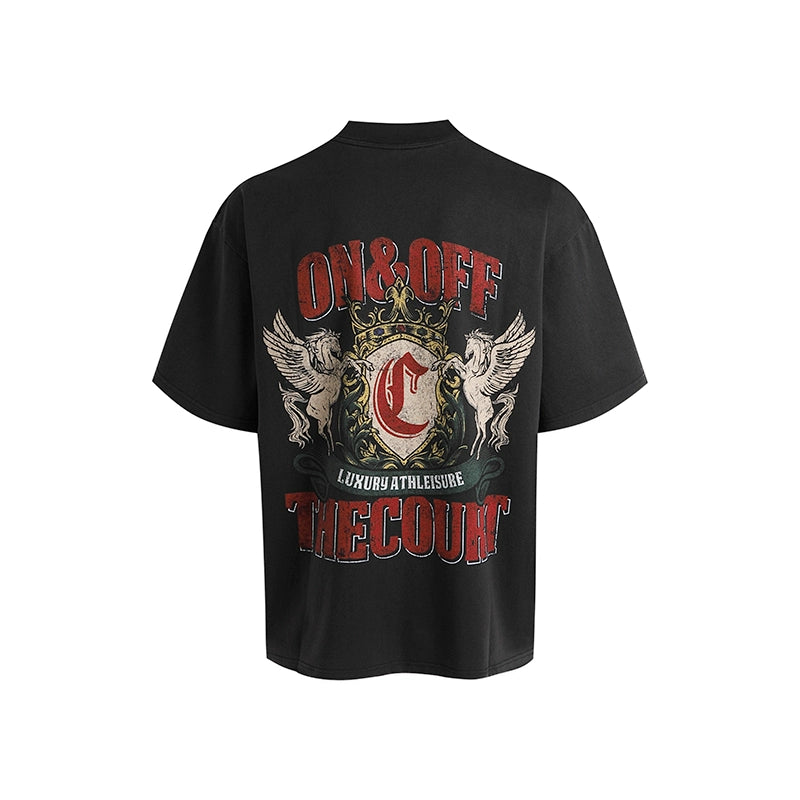 OOTC Retro Direct Injection Printing Small Neckline Tee