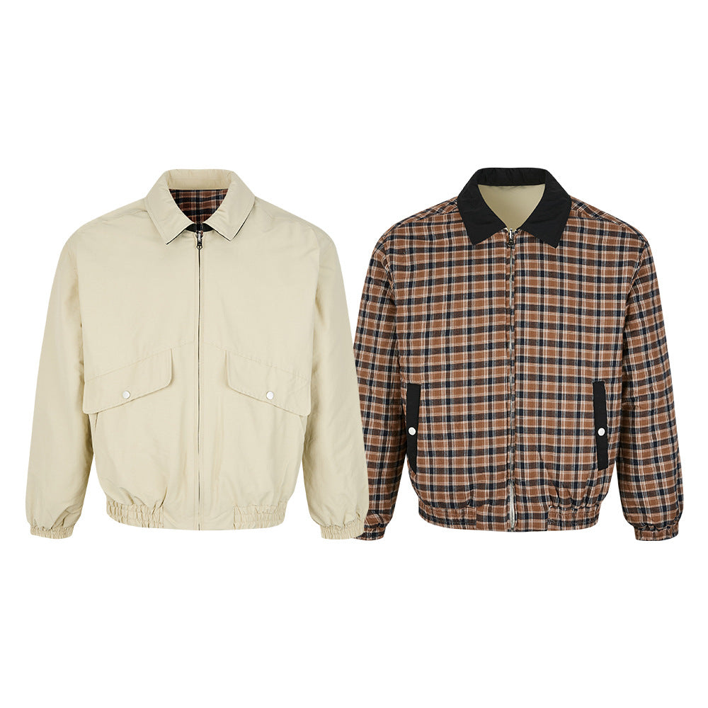 EME Vintage Double Sided Plaid Lapel Jacket