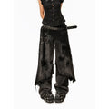 Arielink Wide Leg Old Ripped Jeans