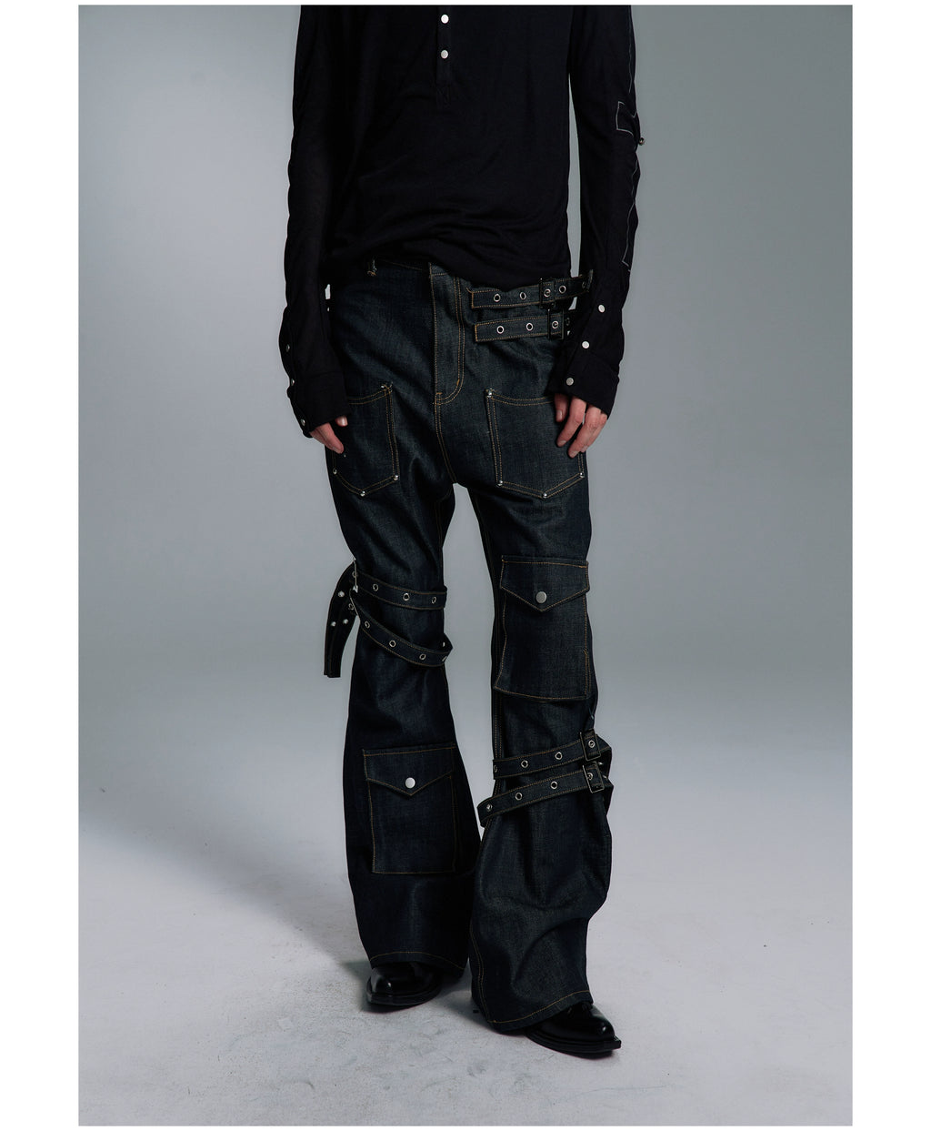 PAIKI Strap Straight Versatile Jeans