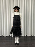 Loosesmell Multi-layer Pleated Suspender Dress