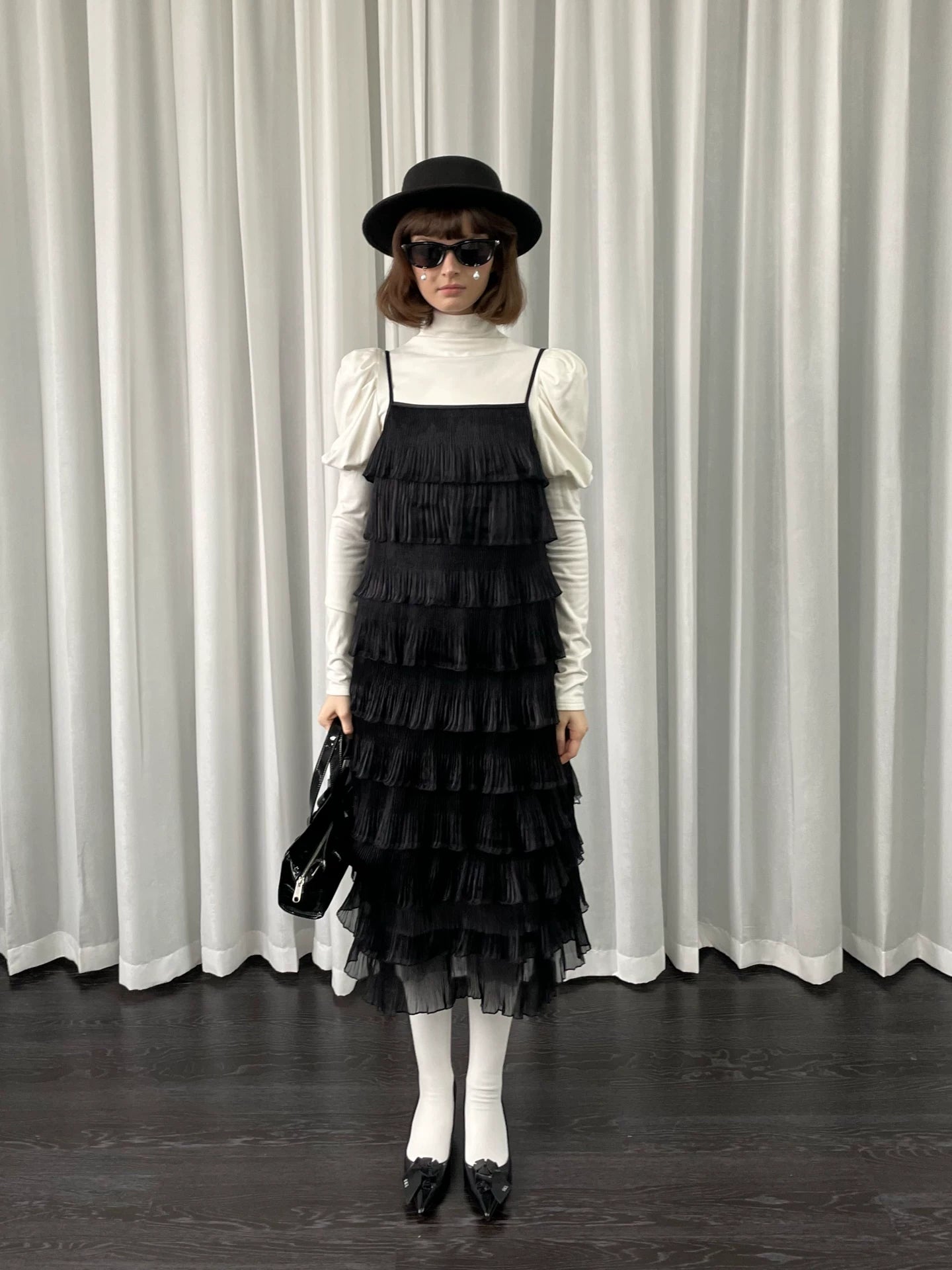 Loosesmell Multi-layer Pleated Suspender Dress
