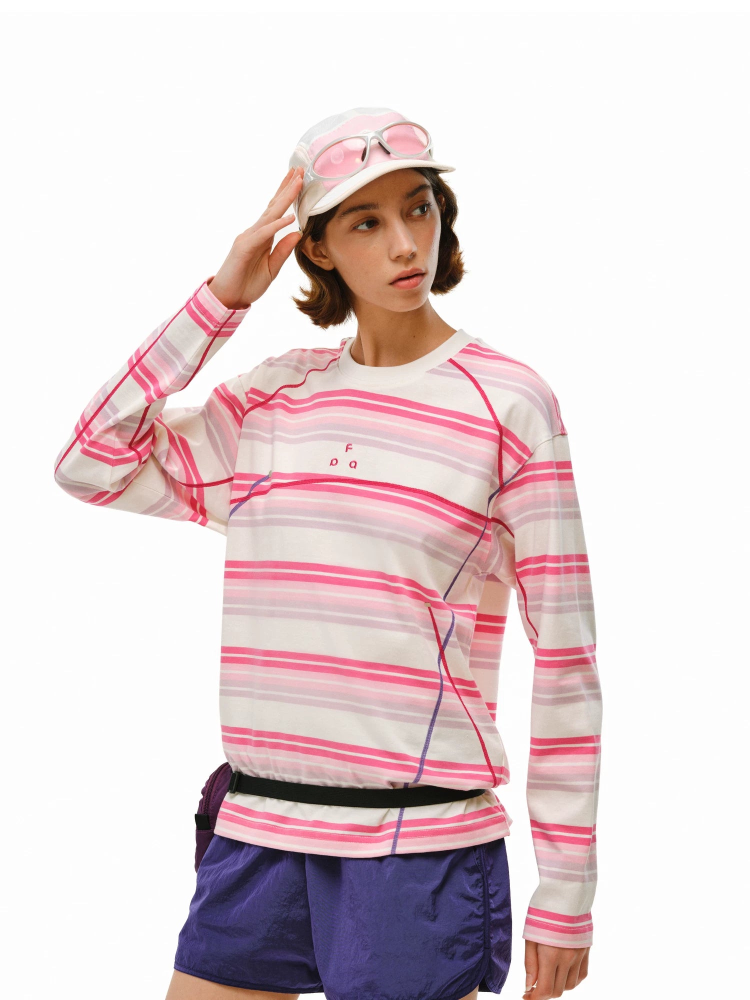 FPA Striped Sports Loose Casual Crew Neck Long Sleeve