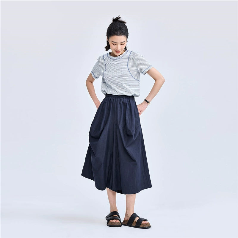 Giordano Bud Elastic Waist Seven-Point Wide Leg Pants