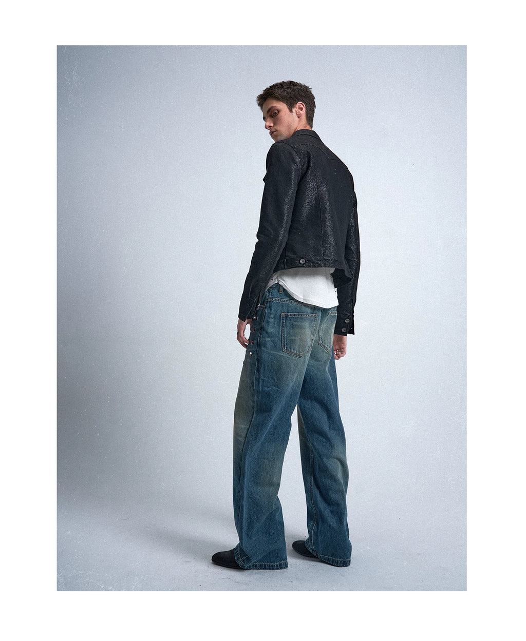 No E Mosen Square Stud Loose Straight Jeans