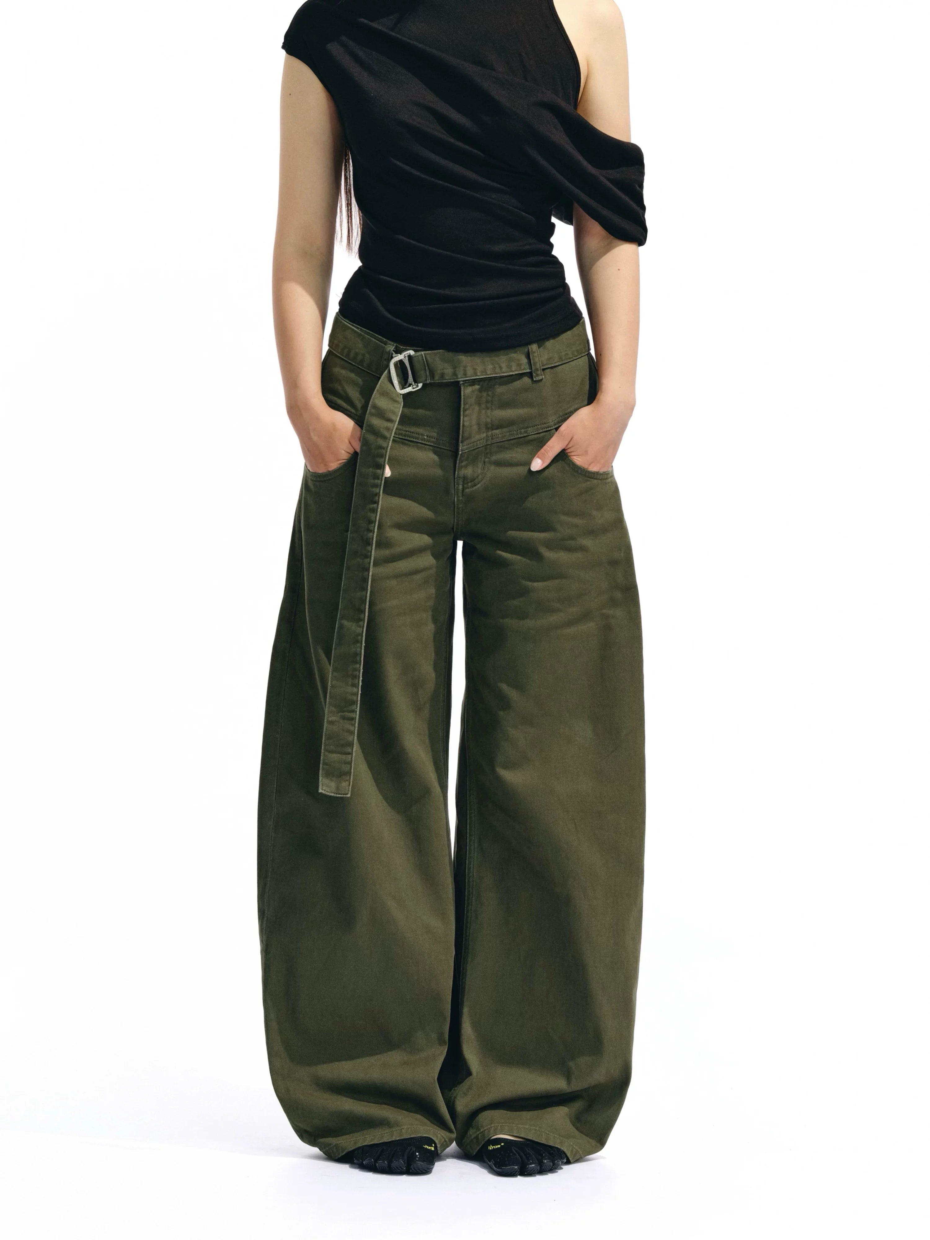 Two Little Guys Metal Buckle Belt Casual Tooling Scimitar Pants