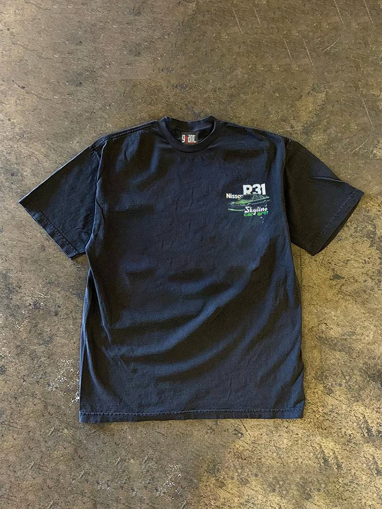 UPUPXIA Car Print Hip Hop Loose Tee