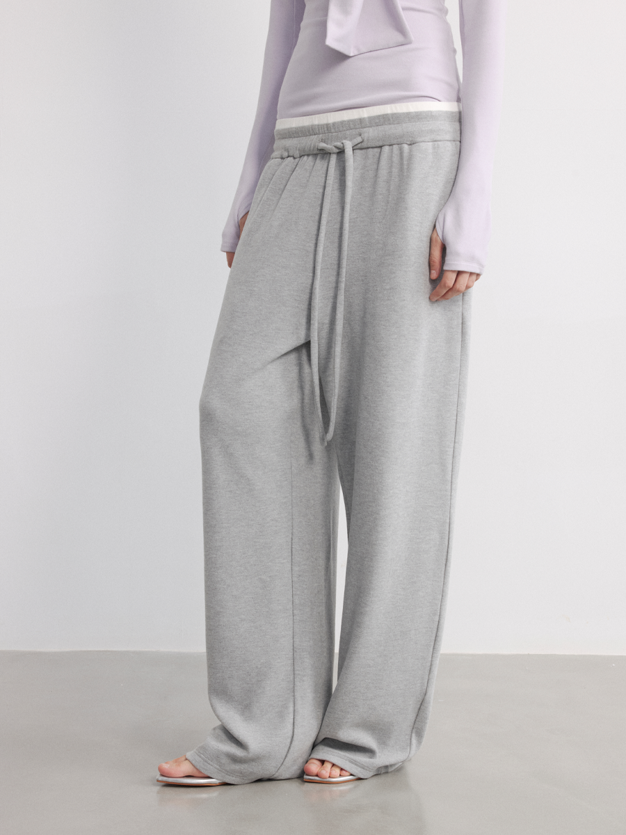 JCAESAR Contrasting Waist Polished Slacks