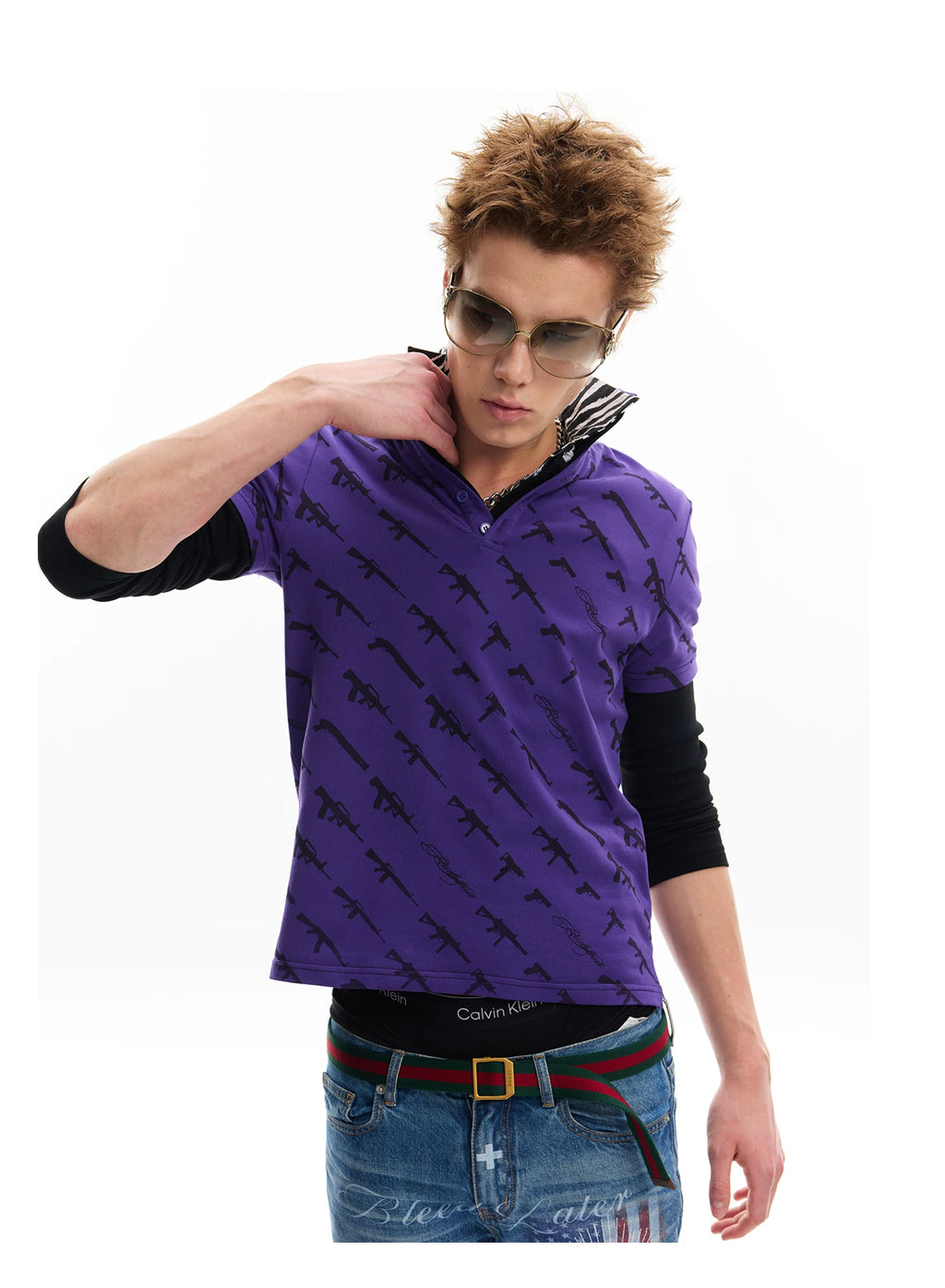 No E Mosen Firearms Full Stamp Shoulder Lapel Tee