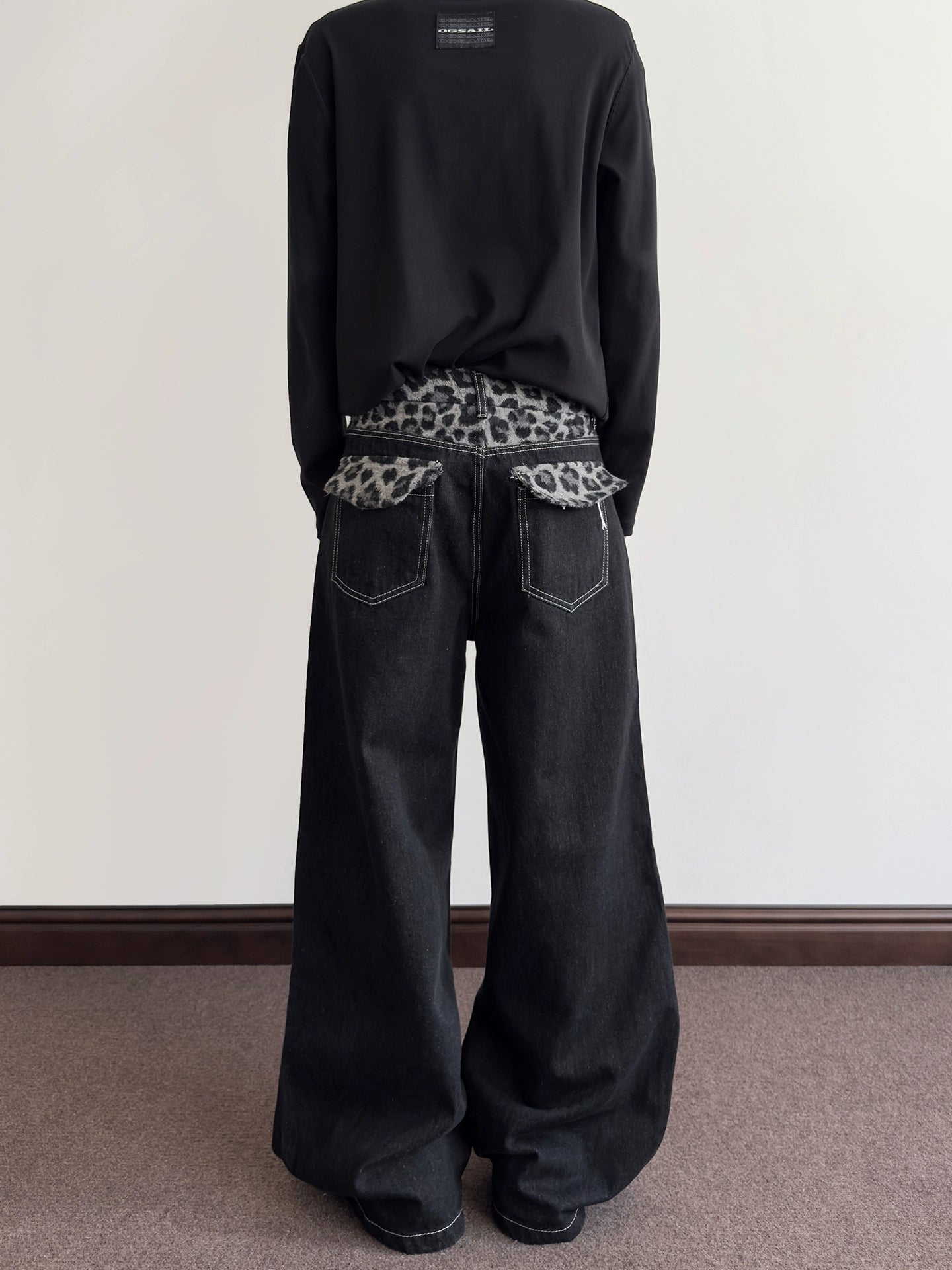 A PUEE Vintage Leopard Patchwork Scimitar Jeans