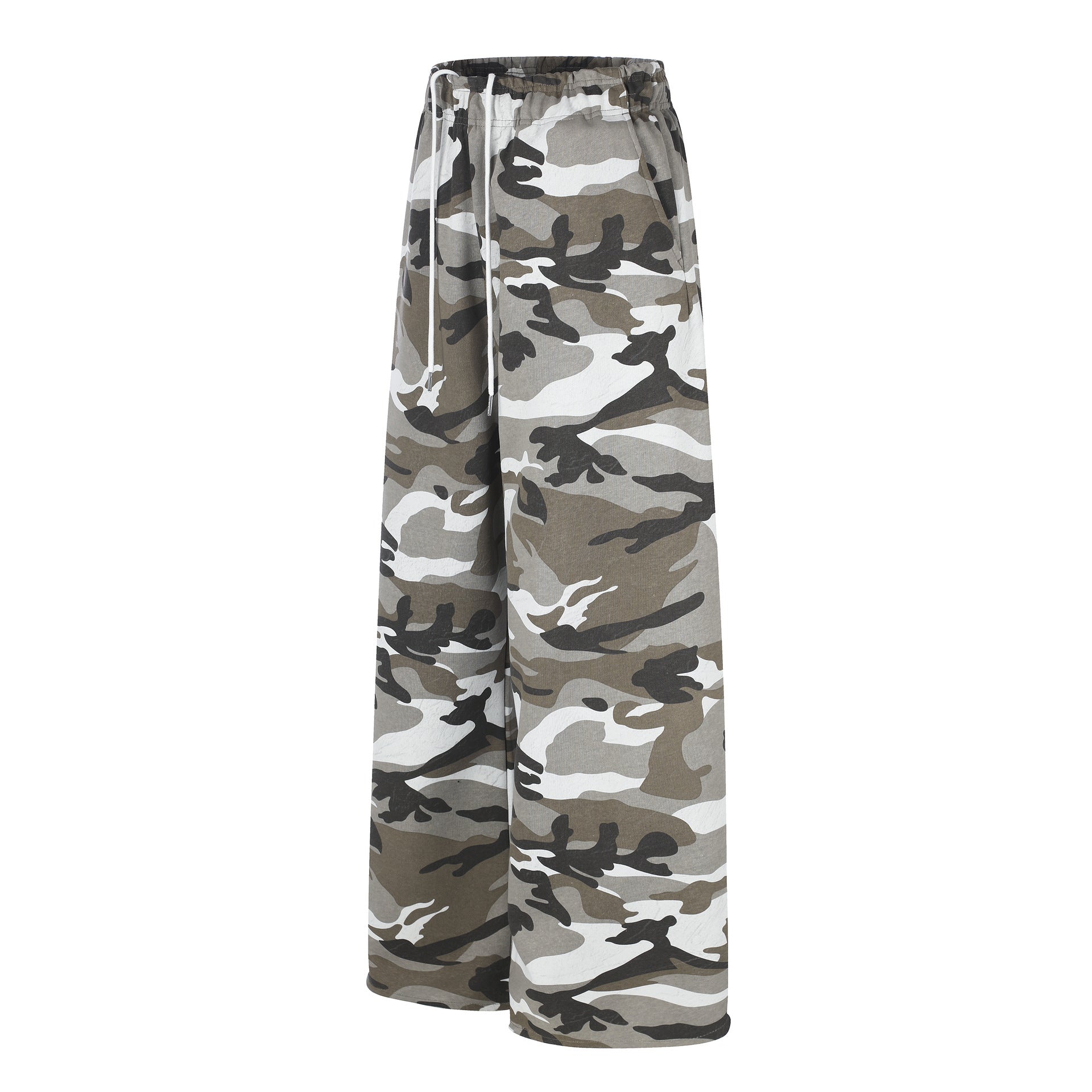 11KN Retro Camouflage Straight Wide-leg Pants
