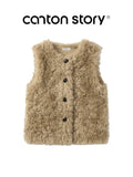 Cantonstory Retro Simple Round Neck Stacked Wearing Versatile Thermal Vest
