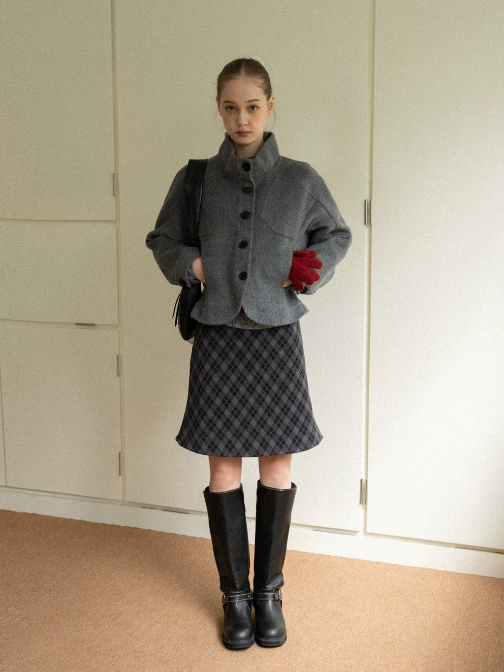 EGGKA Retro Plaid Fishtail Slim Skirt