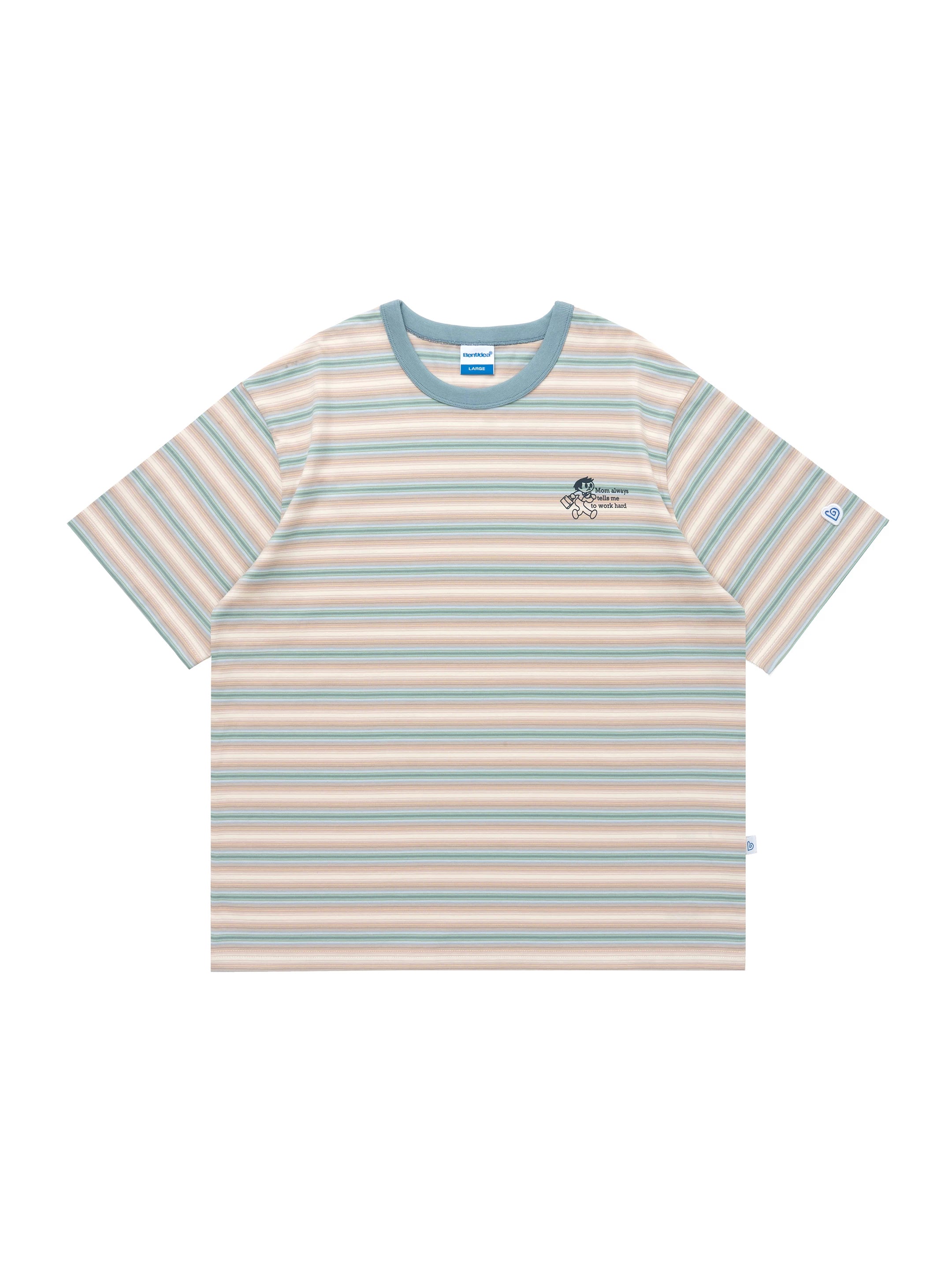 BENT IDEA Versatile Letter Print Striped Tee